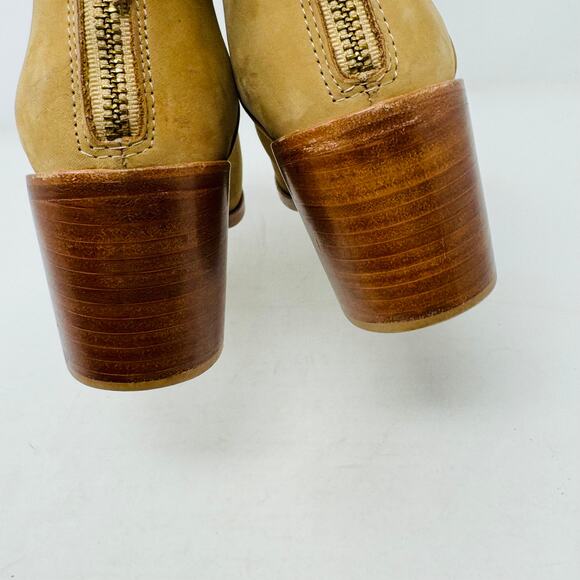 Nisolo Dari Ankle Boots Tan Leather Zip Stacked Heel Almond Toe Size 10 - Picture 14 of 16